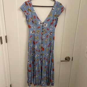 Flowered Stretchy Midi Sundress Sz Small